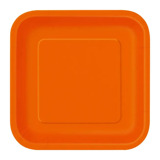 Pumpkin Orange Square Paper Plates Snack Plate