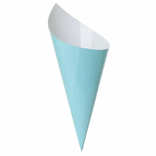 LIGHT BLUE PAPER SNACK CONES (PACK OF 10)