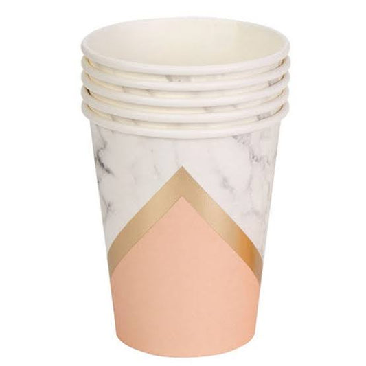 Peach & Gold Disposable Marble Cups